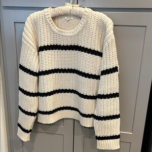 Splendid Black and Cream Striped Sweater